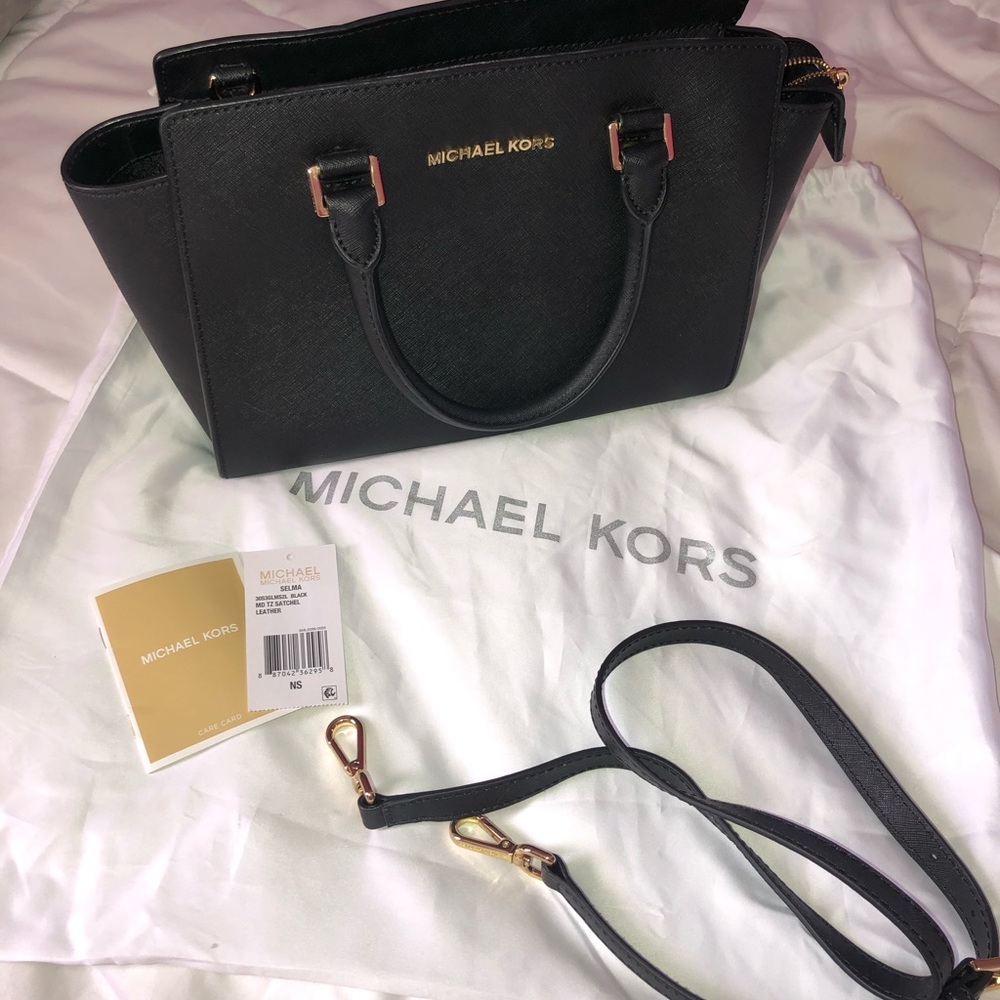 MK Selma Medium Satchel with Shoulder Strap